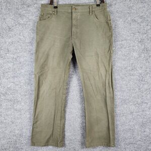 Genuine Dickies Pants Mens Carpenter Olive Green Canvas Workwear 36x30